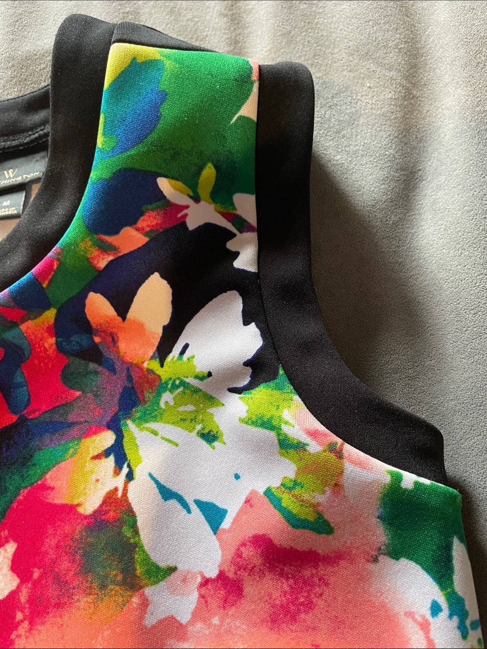 Worthington Floral Print Tank Top - Black, Pink, Green, White - Picture 5 of 8